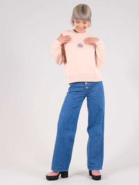 Disco Cult Embroidered Sweatshirt, Organic Cotton, in Pink