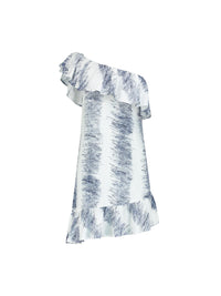 Summer dress with ruffles in black and white