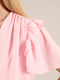 Wildflower Surplice Crop Top, Upcycled Polyester, in Pink